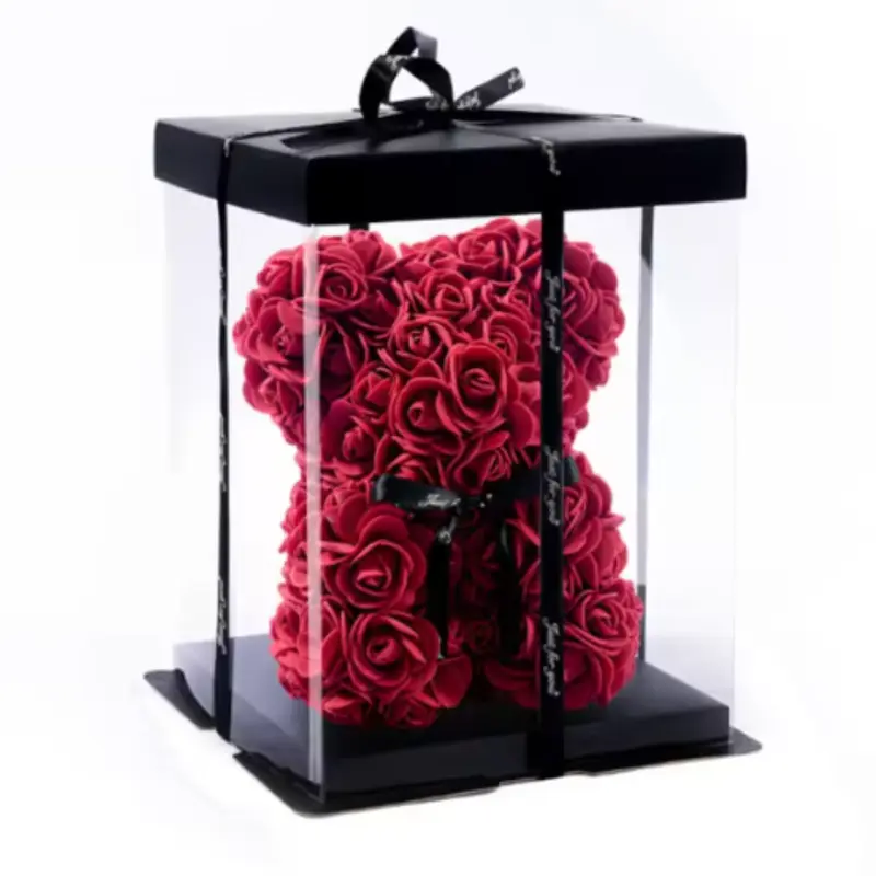 Artificial Rose Bear with Box Romantic Creative Gifts for Valentine's Day Eternal Rose Bear - A Romantic Gift for Her Foam Flowers 20cm, 1PC Decor Decorative Fruit Plants Ornaments 7