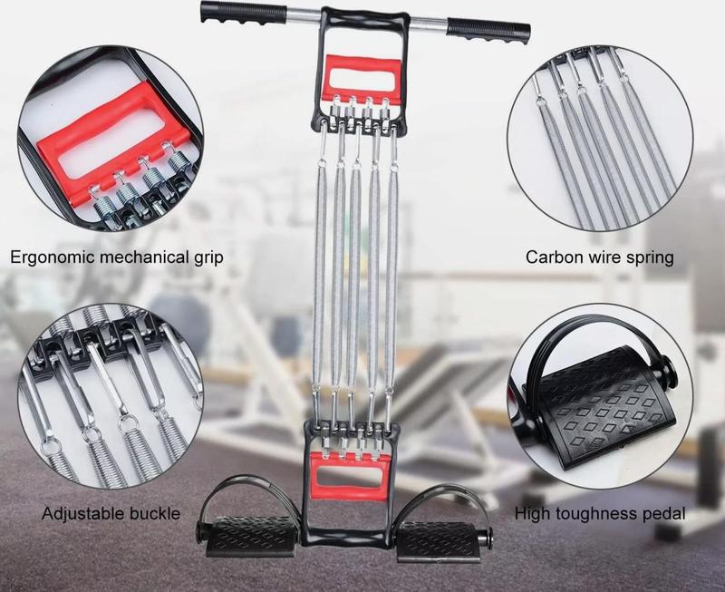 Chest Expander,  5 Spring Chest Expander 3 In 1 Pull Stretcher Gym Muscle Training Exerciser 30kg, Home Gym Equipment, Fat Belly Burners, Home Fitness Equipment 4