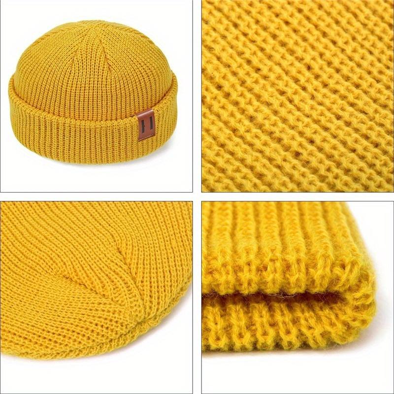1PC Men Women Fashion Winter Knitted Beanie Hat Unisex Cap Hip-hop Cuffed Short Cap Bonnet Warm Ribbed Fisherman Docker Hats 4