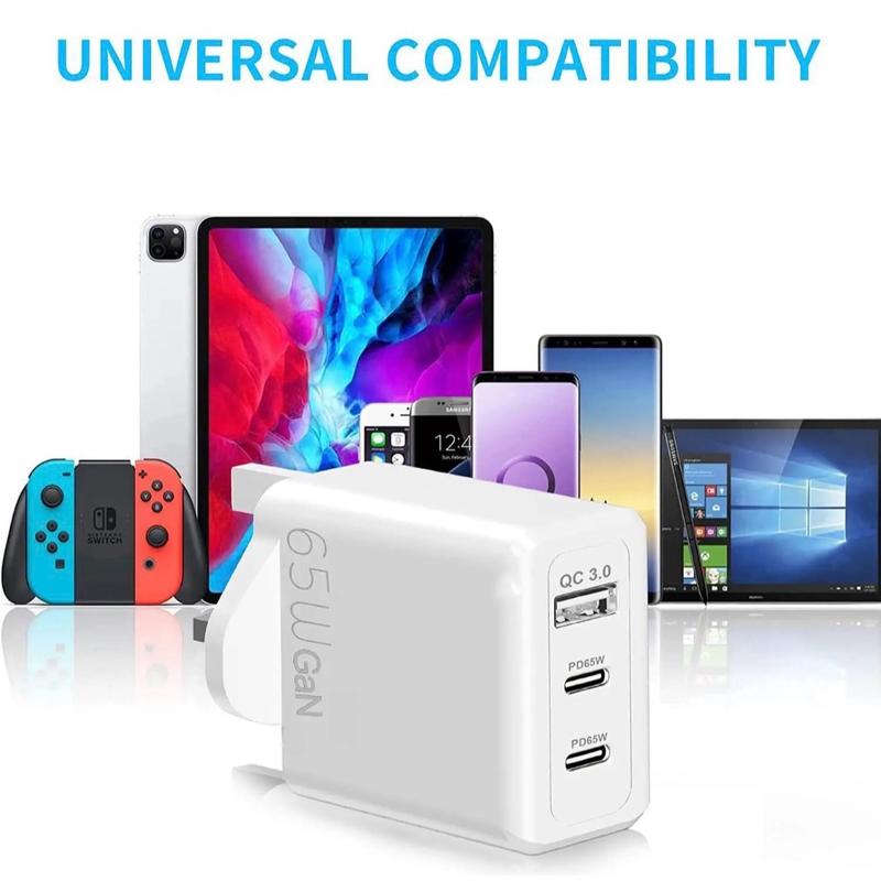 65W GaN Fast Quick Charger for Type-C Devices - UK Plug - Charging 6