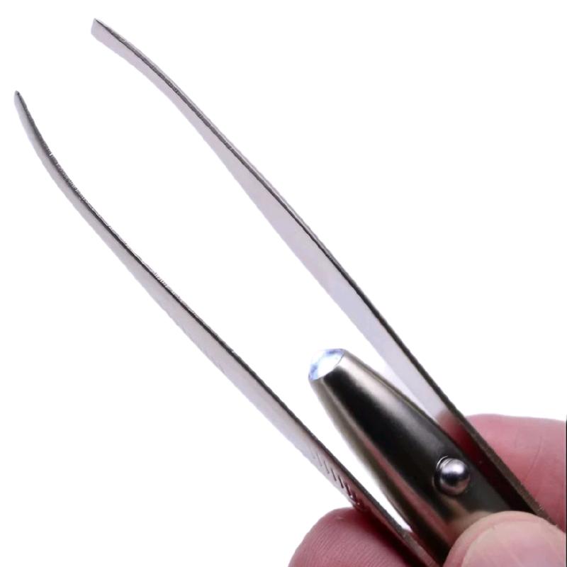 Stainless Steel Tweezer with LED Light for Precise Eyebrow Hair Removal - Pluck & Trim 3