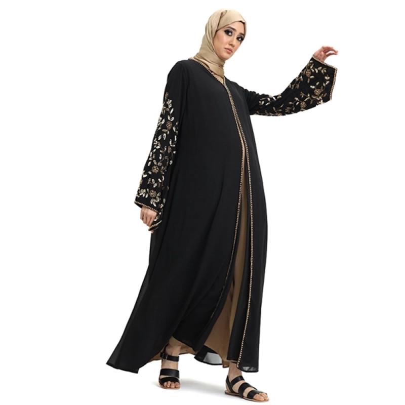 Hina Pearl Chiffon Black Gold Beaded Kimono 1