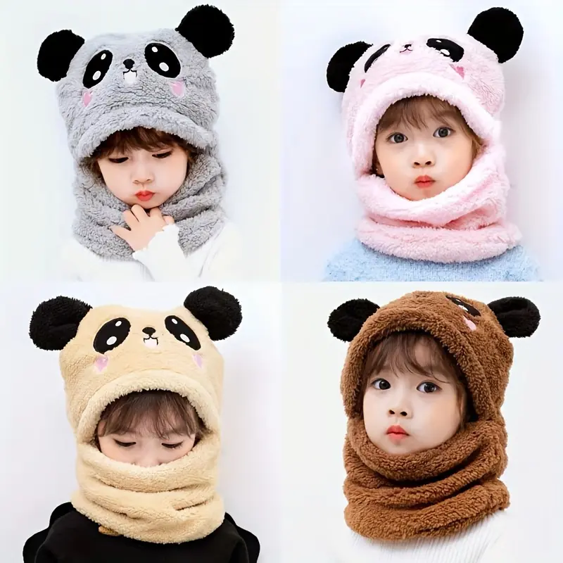Children's Polyester Cartoon Animal Ear Warmer Hat - 1pc Cozy Fitted Beanie with Soft Thickened Lining, Hand Washable - Fall/Winter Season Festive Thanksgiving Theme Cap with Fasten Closure for Daily Casual Wear, Ages 3-14