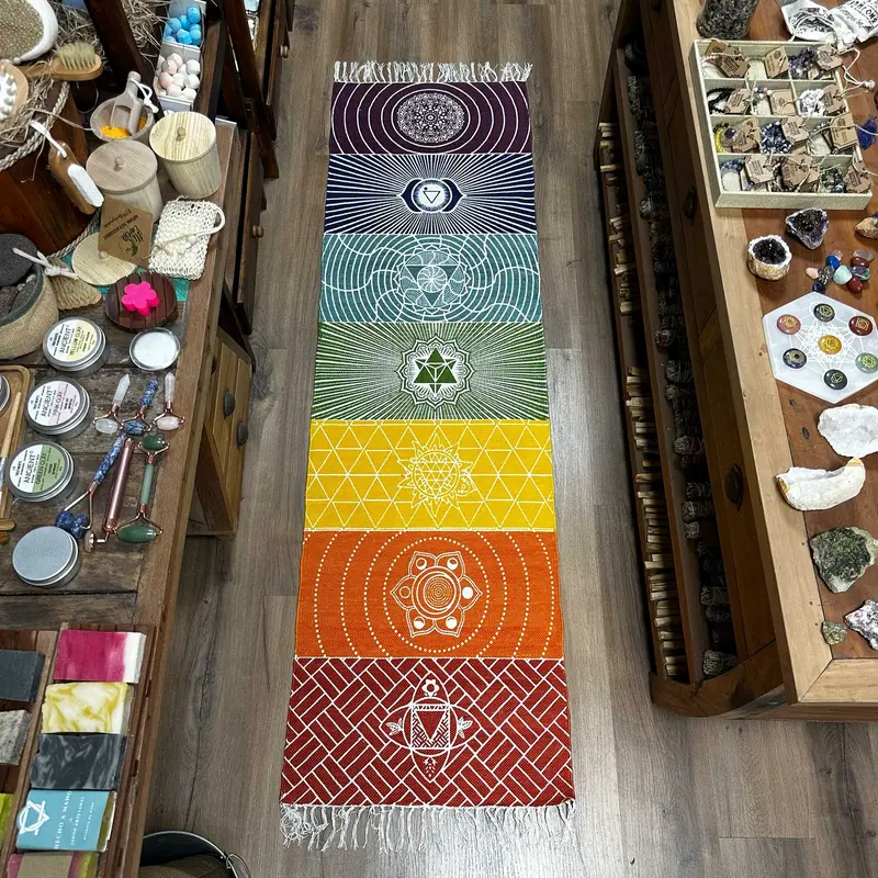 Cotton Chakra Inspired Yoga Rug Meditation Spiritual Space 4