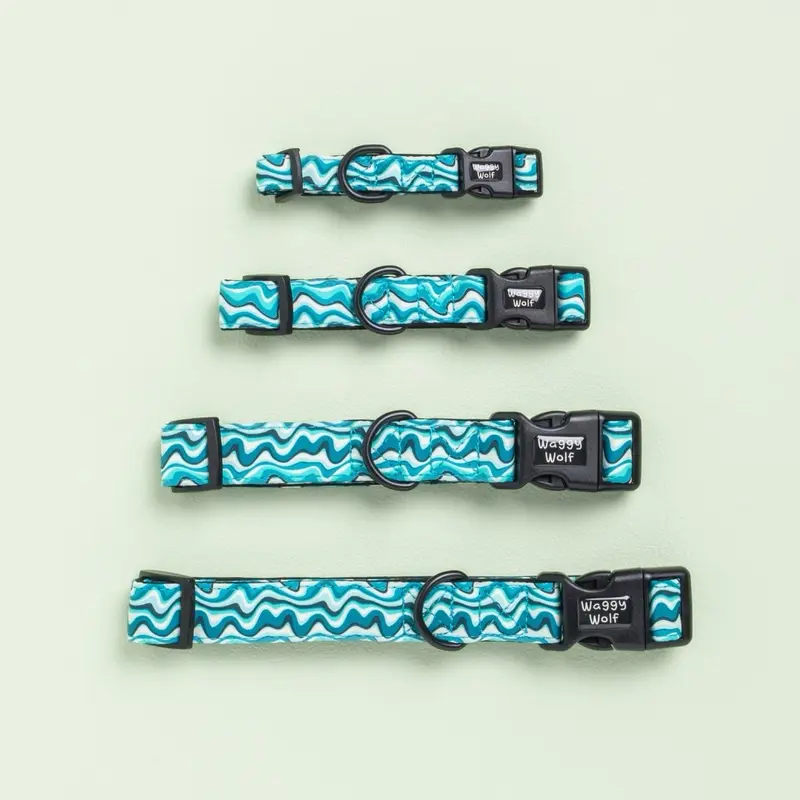Blue Waves Dog Collar with Neoprene Padding for Extra Comfort 1