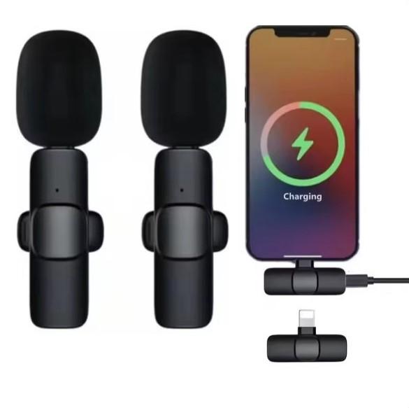 Portable K9 Wireless Lapel Microphone Professional Podcast multimedia HD Rechargeable microphone for Iphone Android 0