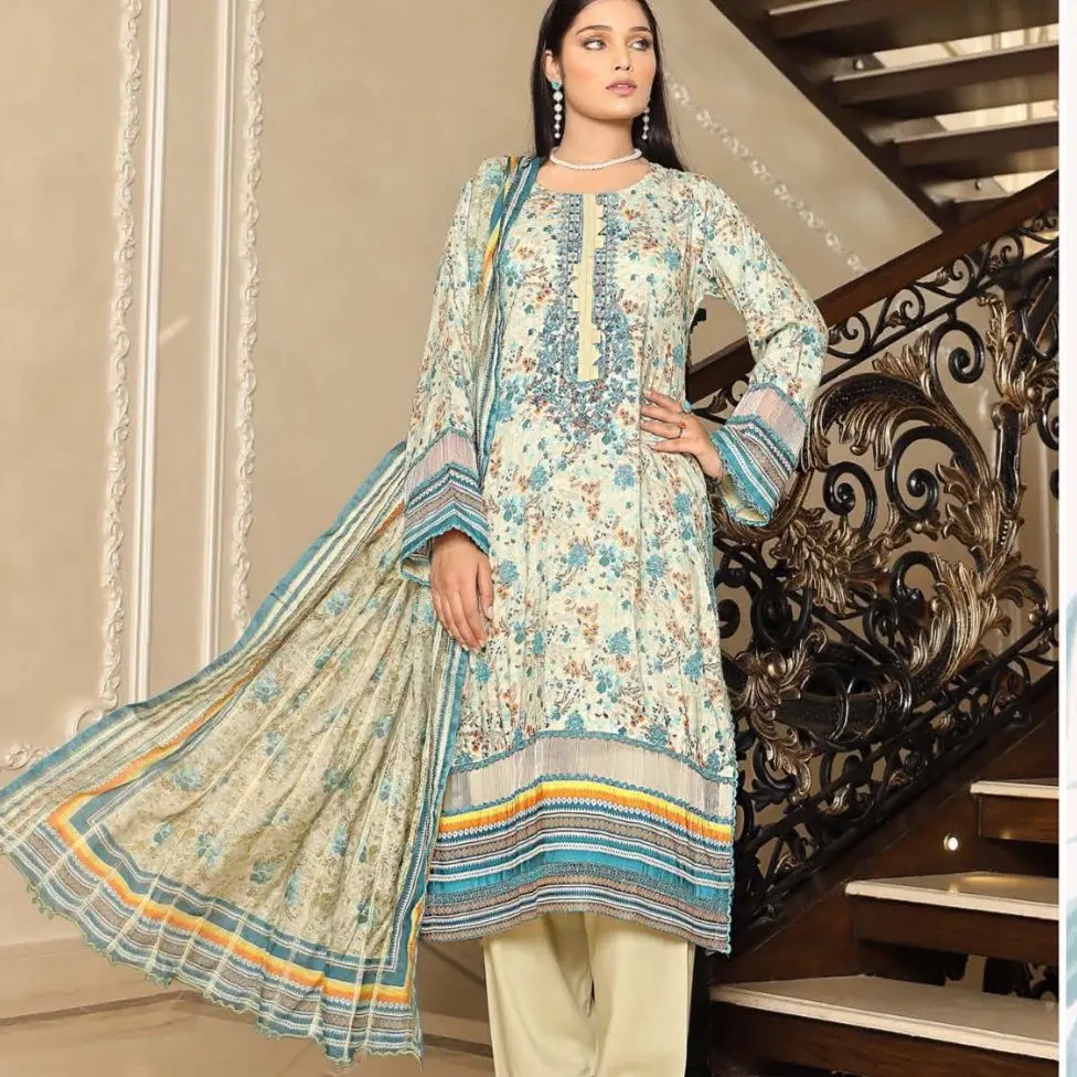 MLinen3 D5 022 Pakistani Ladies Linen Readymade Shalwar Kameez Suit with dupatta Dress Lightweight