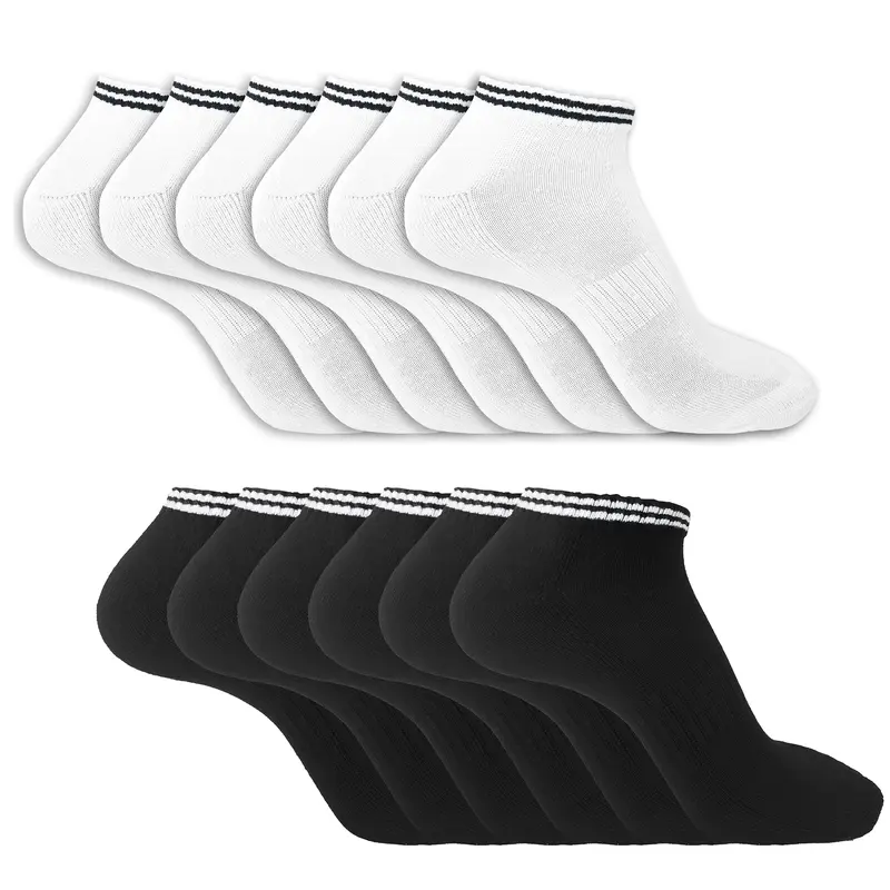 The Essentials Wardrobe Mens Socks 6 Pack Trainer Liner Gym Running Socks Arch Support Moisture Wicking Cushioned Soft Elasticated Ribbed Welt Mens Sports Socks Size 6-11 0