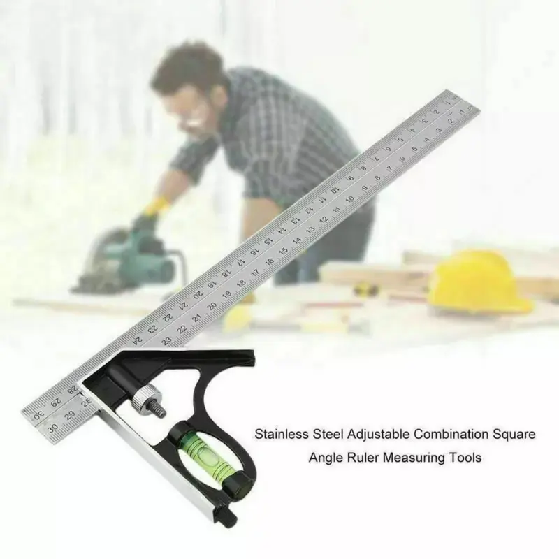 300mm (12") Adjustable Engineers Combination Try Square Set Right Angle Ruler UK 2