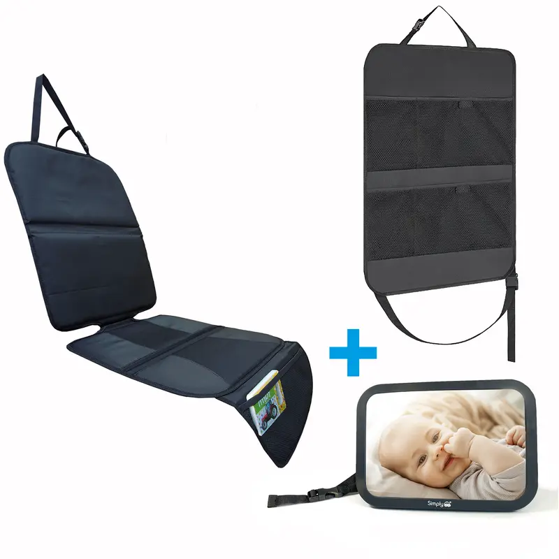 Baby Car Automotive Starter Bundle Starter Kit - Padded Seat Protector + Baby Mirror + Kickmat 0