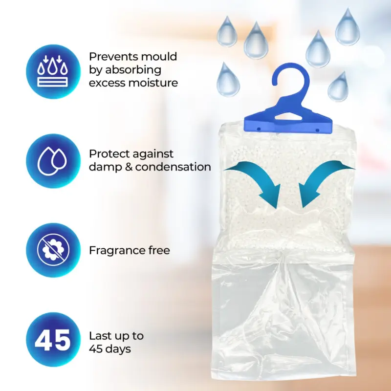 Hanging Wardrobe Dehumidifier Condensation Remover Moisture Absorber Clothes Car Garage Kitchen Hangable Pack Default 4