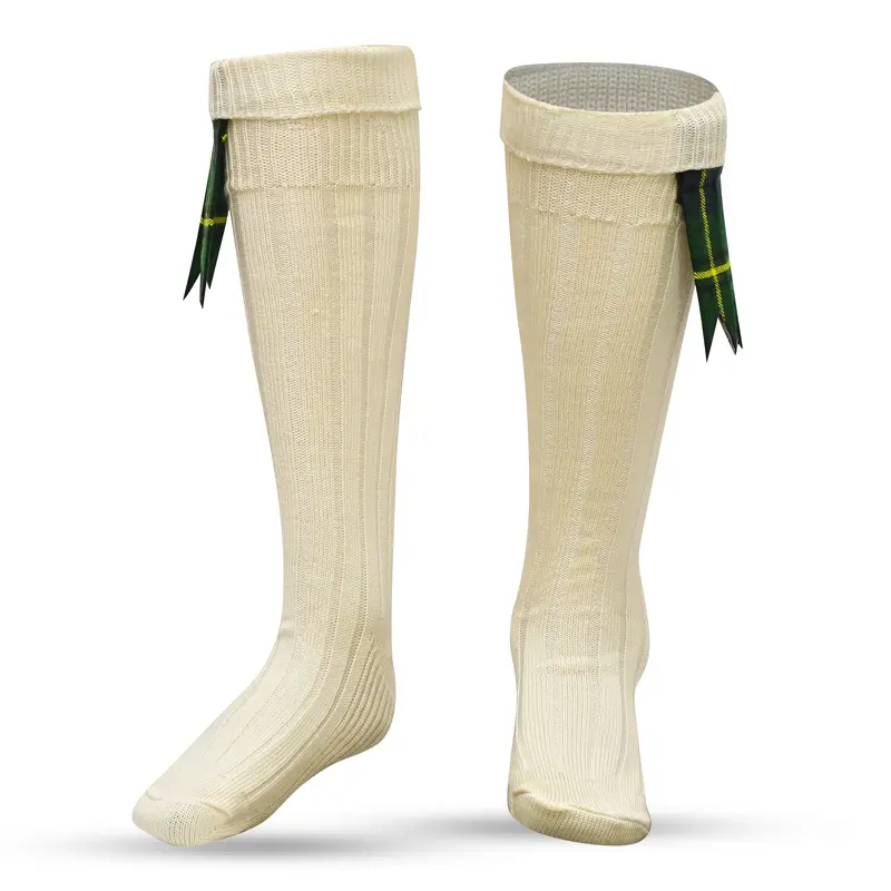 Men's Scottish Wide Calf Wool Blend Kilt Hose Socks Grey Ribbed Socks for USA Shoe Sizes Menswear Natural 1
