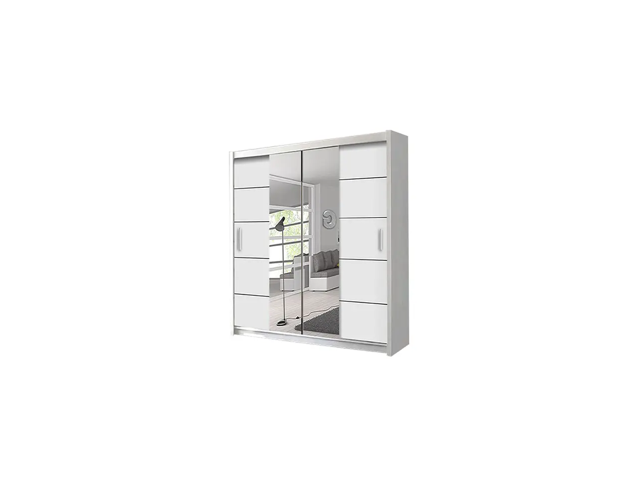 Oslo Modern Mirror Sliding Door Wardrobe In 4 Color and 4 Sizes