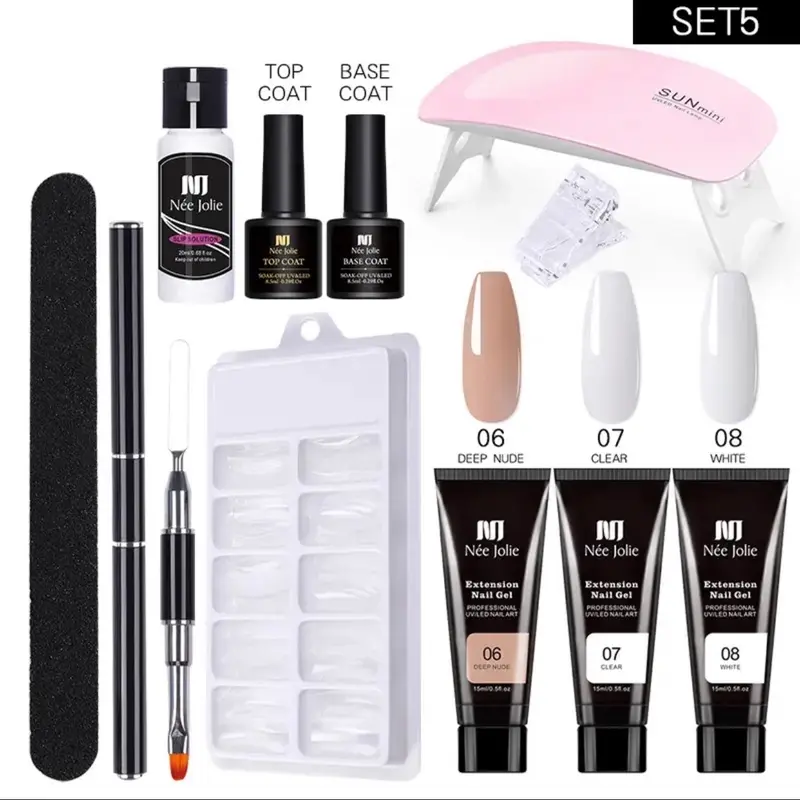 Professional Poly Gel Nail Kit with UV Light 7 colors Gel Nail Extensions Starter Kit, Gel Nail Polish Great for Beginners with everything, All-in-One Solution for Manicure and Nail Art, Nail polish, Back to School, Nail supplies Salon Nail Care Set 4