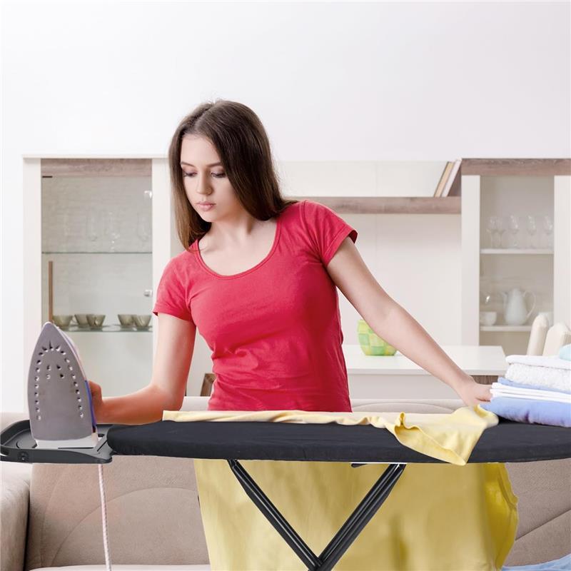 Ironing Board - 120 x 40cm Ironing Board Table Folding Metal Iron,Lightweight Iron Board Rack Foldable Non Slip Adjustable Height (Black)  Cloth Accessories Cover Pad 3