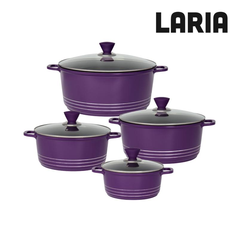 4 Piece Premium Laria Non Stick Cooking Pot Set High Quality Any Hob Cookware 6