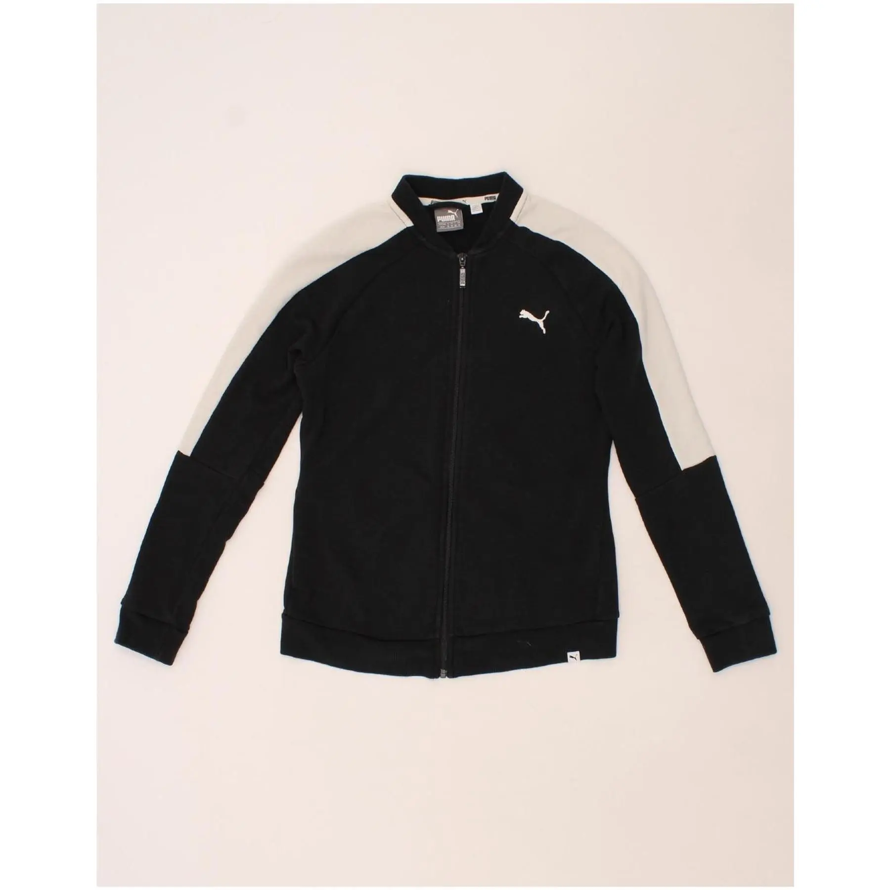 Pre-Owned Vintage PUMA Womens Tracksuit Top Jacket UK 12 Medium  Black Colourblock Cotton