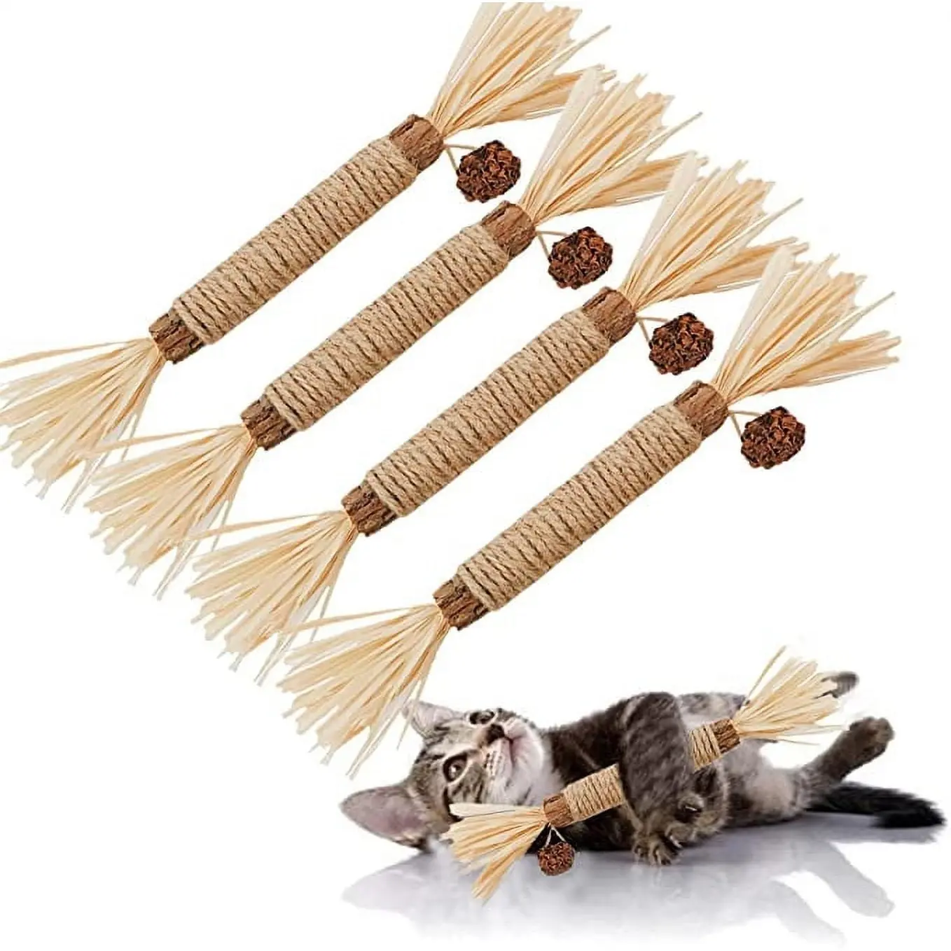 4-Pack Silvervine Cat Chew Toys with Gall Fruits , Pet Chew Stick Toy for cats & Kittens,