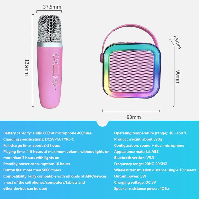 Product Introduction of Karaoke Machine Wireless Bluetooth Karaoke Speaker System RGB Light with 2 Microphones for Home Karaoke Singing Speaker Gift 34