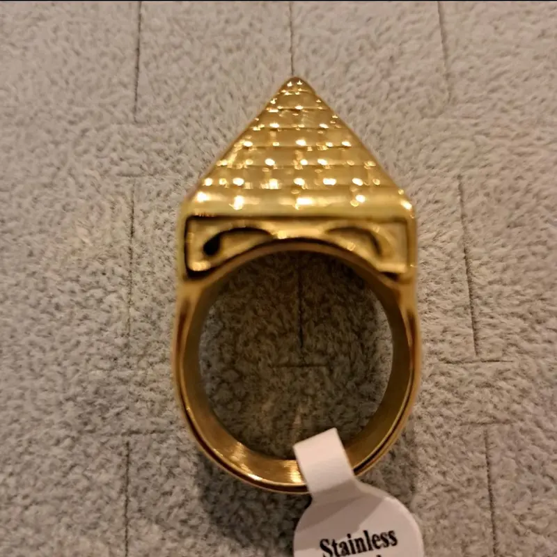 Large heavy pyramid ring gold and silver plated stainless Steel 3