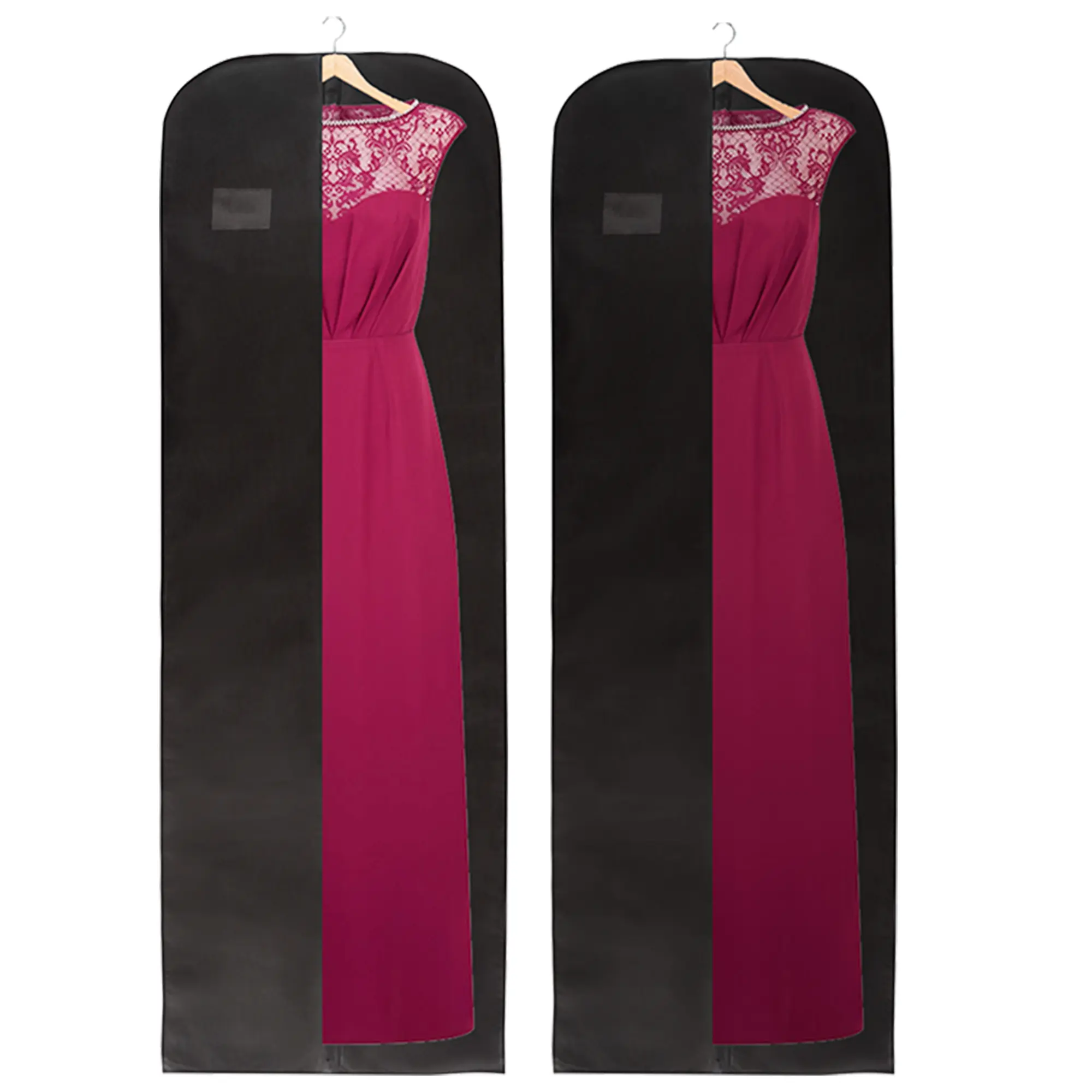 Wedcova UK Dress Bags (PACK of 2) Hanging Garment Bags | Full Length Travel Covers | Long Clothes Storage Cover with Zipper for Women | Wedding Coat & Suits Carrier | 72 Inch (182cm) | Pack of 1 | Black…