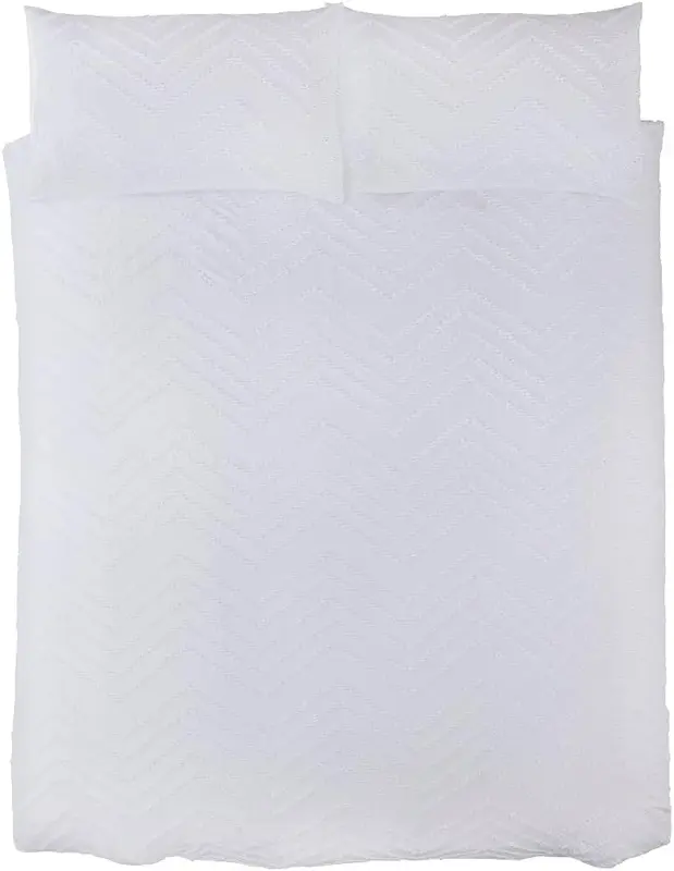 White Ultimate Luxury Duvet Cover Set 3 pieceTufted Wave Stripe Nordic Geo White Soft Cosy Easy Care Luxury Duvet Cover Quilt Bedding Set with Pillowcase 2