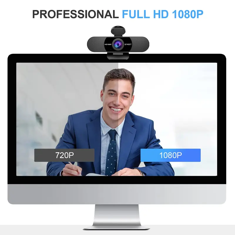 1080P Webcam for PC, EMEET C960 2K 4K Webcam with Microphone, 2 Mics Web Camera, 90°View Streaming Webcam, Plug and Play USB Webcam for Laptop/Desktop, Online Calling/Conference 3