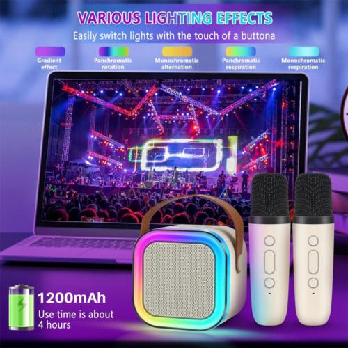 Product Introduction of Kid Mini Karaoke Machine Portable Bluetooth Speaker with 2 Wireless Microphone 8