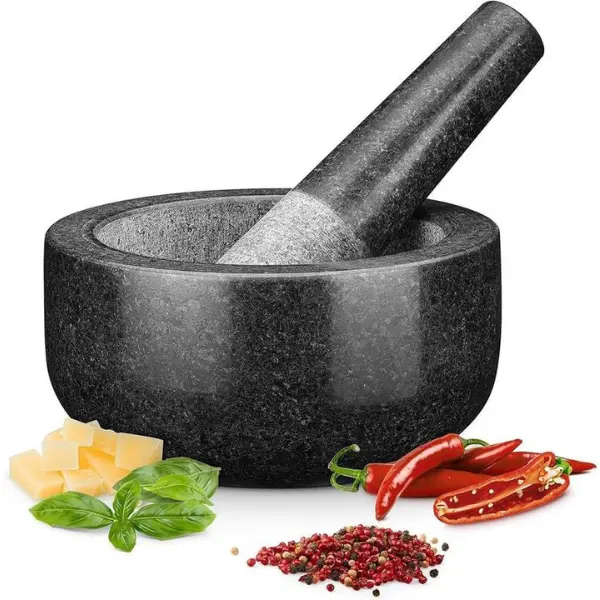 Large Pestle and Mortar Set Durable Natural Granite Stone Spice & Herb Crusher Kitchen Utensils Seasoning