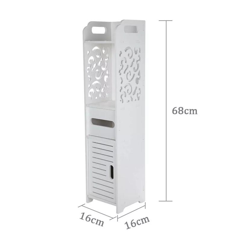 Waterproof Bathroom Storage Cabinet Free Standing Cabinet Organizer Unit White 8