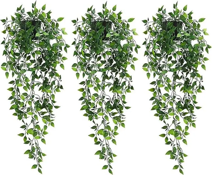 Artificial Hanging Plants,3 Pack Fake Hanging Plants with Pot Indoor Outdoor | Fake Ivy Vines Greenery Faux Trailing Plants ,Potted Plants for Room Decor Home decor, Garden and Shelf Wall Decor
