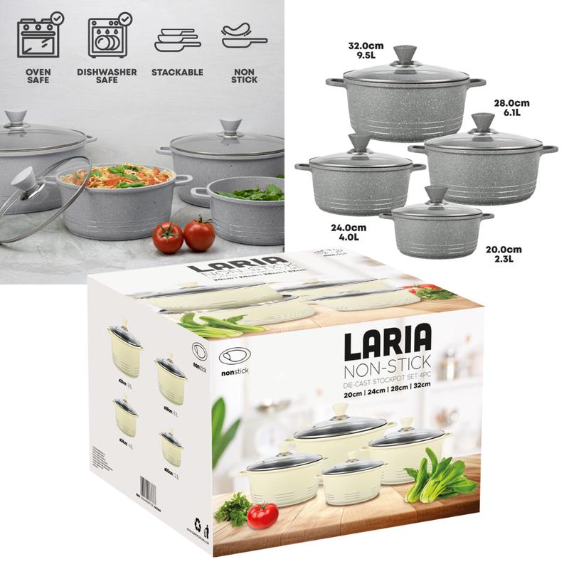 4 Piece Premium Laria Non Stick Cooking Pot Set High Quality Any Hob Cookware 2