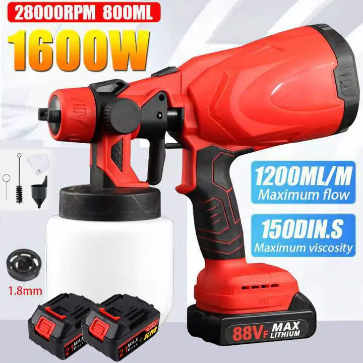 Makita 21V Cordless Airless Paint Sprayer HVLP with 800ml Capacity and 1.8mm Nozzle