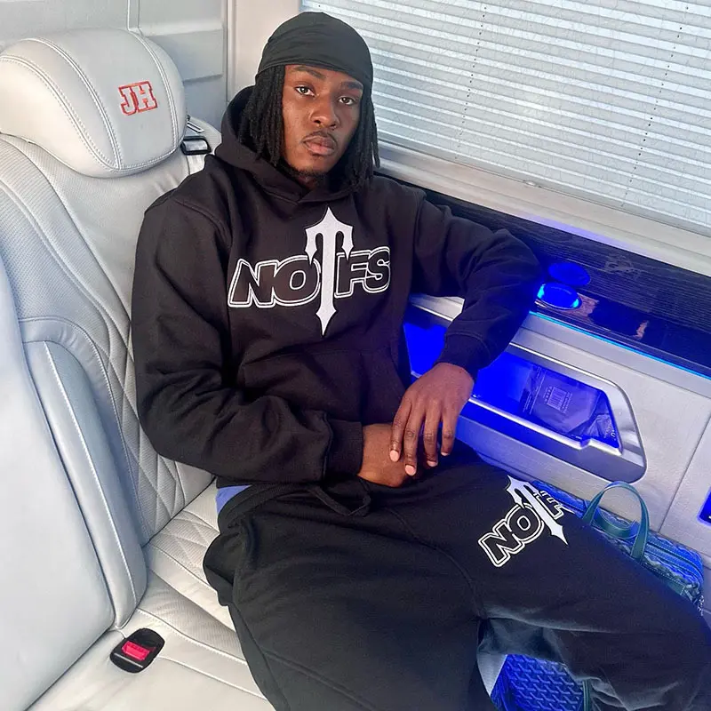 American Retro NOFS Printed Y2k Sports Suit Loose Casual Hooded Sweatshirt Autumn and Winter Men's and Women's Casual Trousers 3