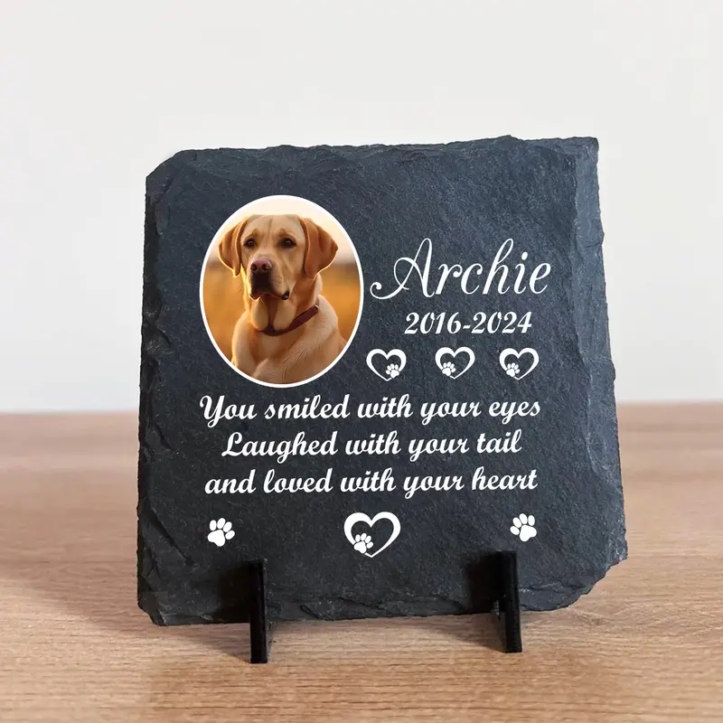Personalised Pet Memorial Plaque with Photo and Text Slate 2
