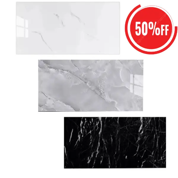12x Self-Adhesive Marble Tiles Wall Sticker for Kitchen and Bathroom Decor Decorative Tiles Sticker Ornaments Multicolor