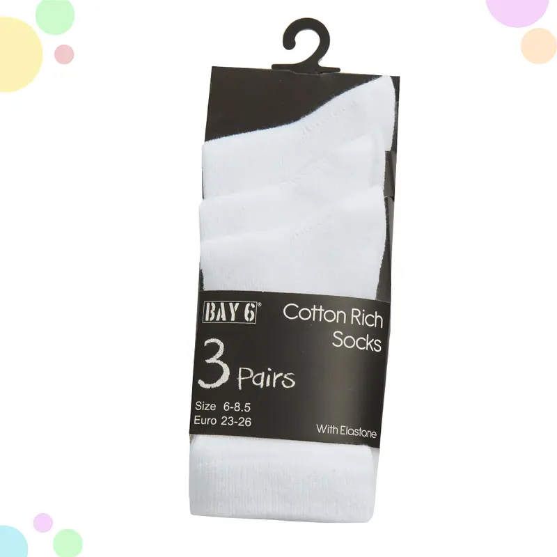3 Pairs Kids Boys Girls Unisex Plain Cotton Rich School Sock Uniform Calf Socks Size UK from 6-8.5 up to 4-6.5 4
