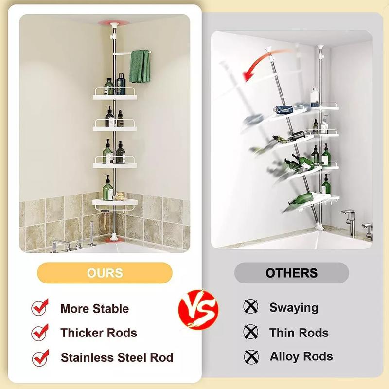 Product Introduction of 4 Tier Telescopic Bathroom Wall Corner Shelf Rack Shower Caddy Storage Organizer 8