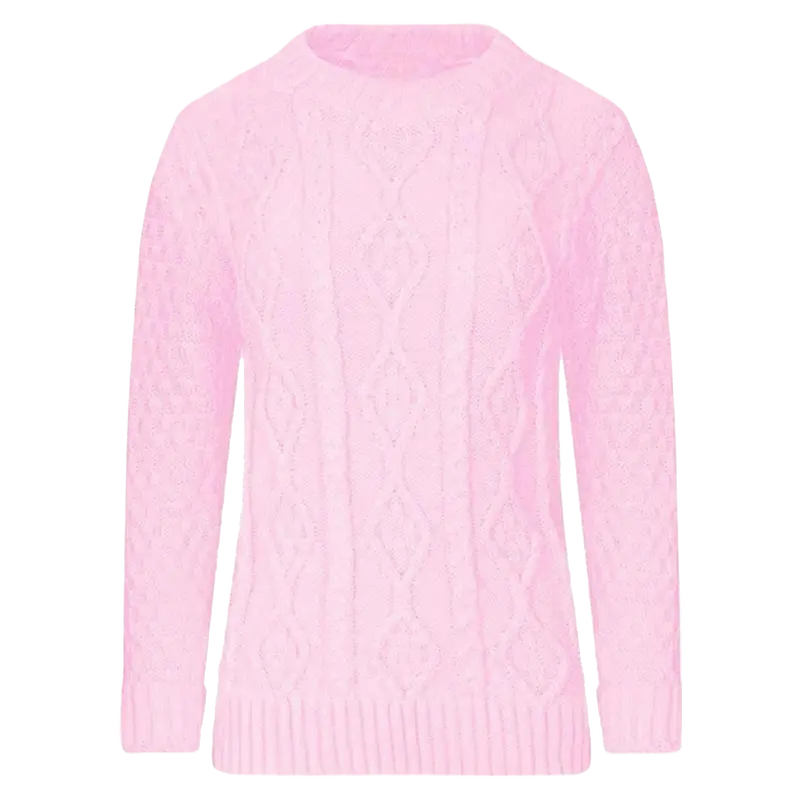 Women’s Jumpers Cable Knit Long Sleeve Jumper Chunky Knitted Winter Sweater Ladies Crew Neck Pullover Jersey Top Size UK 8-26 Knitwear Casual Comfortable Womenswear Fit Essential long  sleeve Jeans Medium Simple Slim Basic Crewneck 5