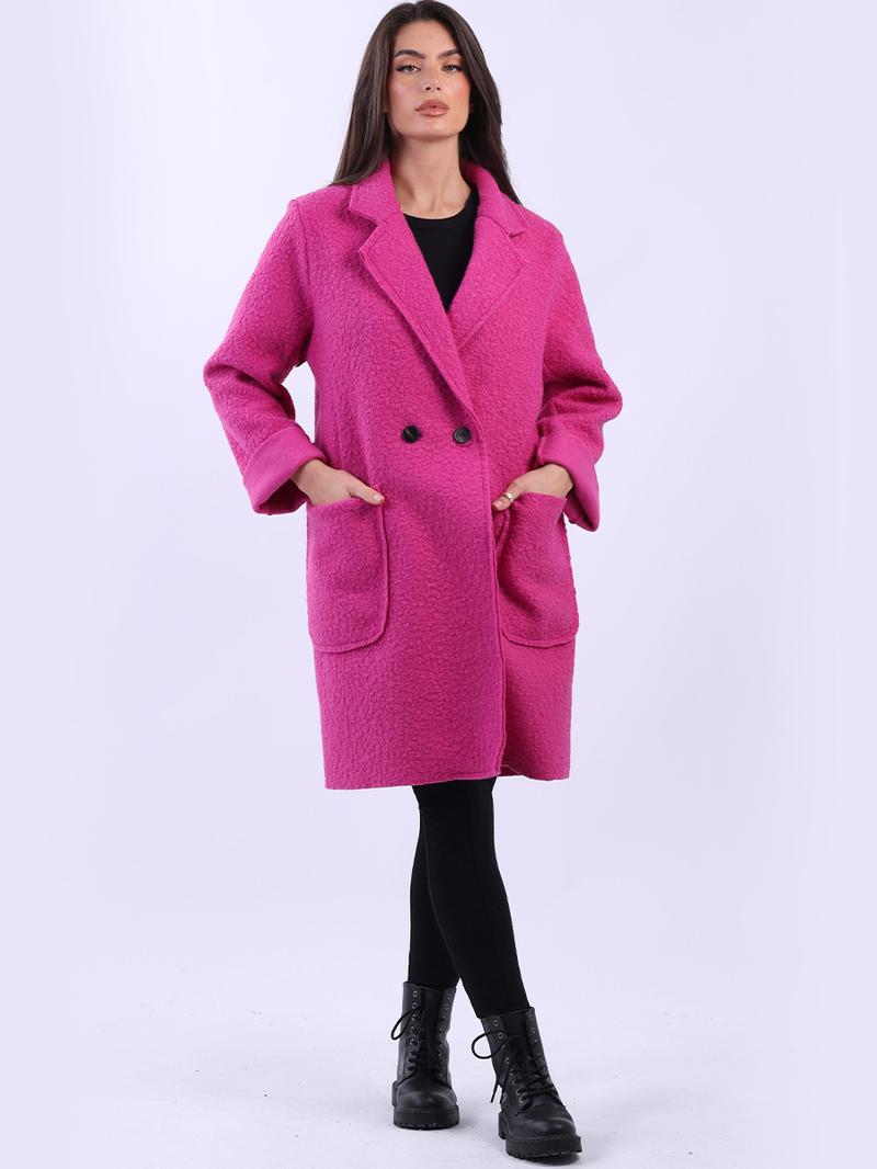 Product Introduction of SUBZY Size: One Size (UK Fit 12-18) Women's Long Sleeves Notch Lapel Collar Plus Size Lagenlook Woolen Coat 8