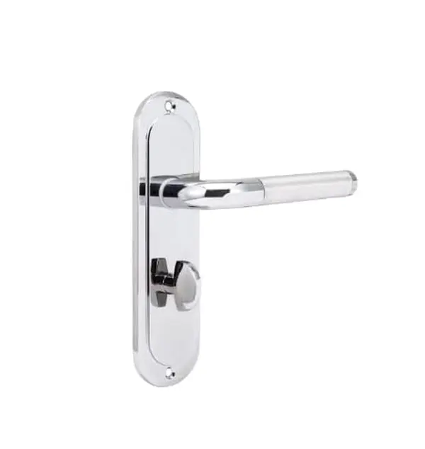 Madrid Polished Chrome & Satin Nickel Bathroom Door Handles, Elegant Door Handle Set, Straight Handle Design, Ideal for Internal Wooden Bathroom and Toilet Doors