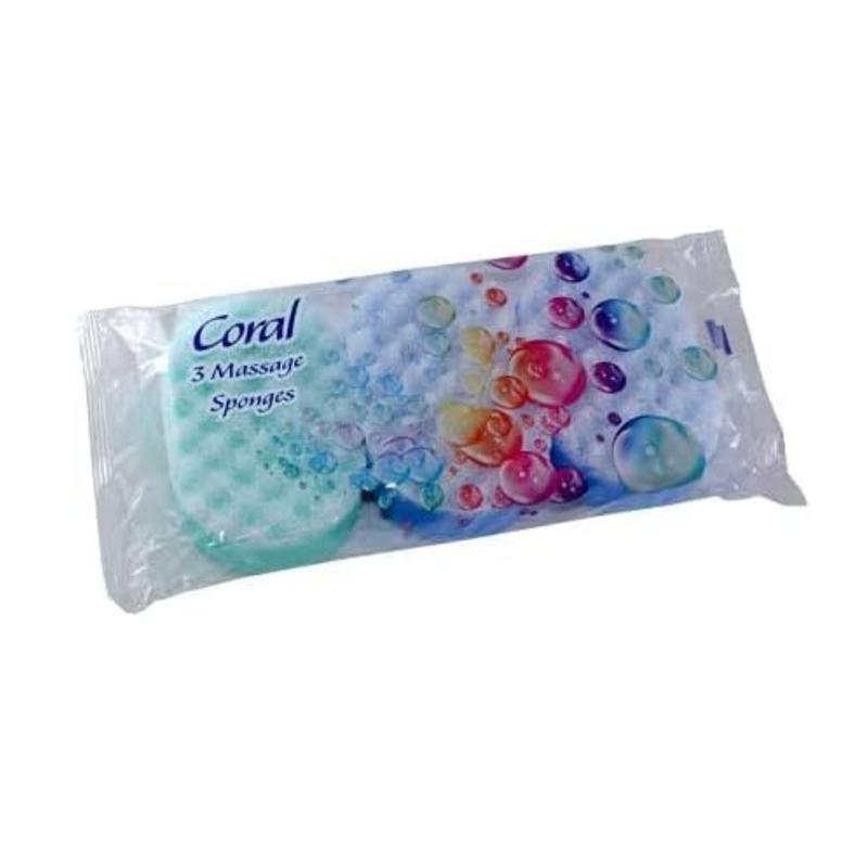 Product Introduction of 3 x Single Pack Of Coral Bath Massage Sponges Multi Color Family Pack Accessories Household 3