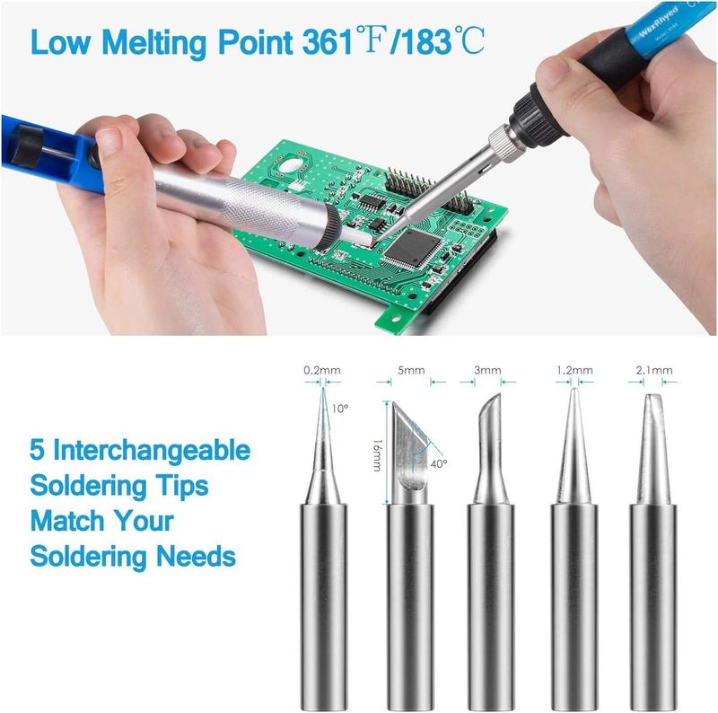 60W Soldering Iron Kit Electronics Welding Irons Solder Tools Adjustable Temp UK 7