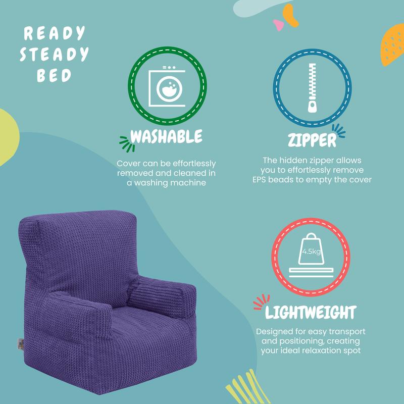 Ready Steady Bed Indoor Bean Bag Armchair Cord Kids Beanbag Chair with Back Pocket 4