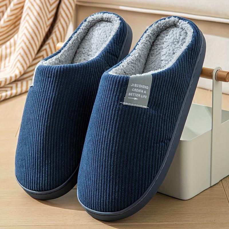 Product Introduction of Cozy Striped Plush Slippers for Men & Women - Warm, Non-Slip Indoor Shoes with Soft Sole for Fall/Winter Flipflop Footwear 3