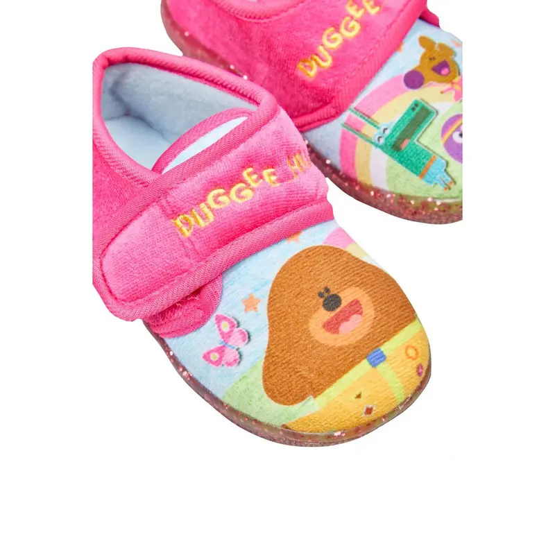 Hey Duggee Girls Pink Easy Close Glitter Sole Slippers 3