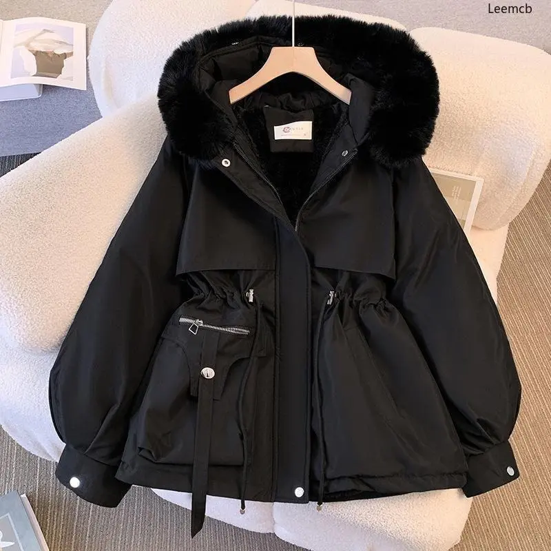 Down Cotton Dress Women's Short Large Fur Collar Style Overcoming Slim Waist Fashion Casual Coat 2