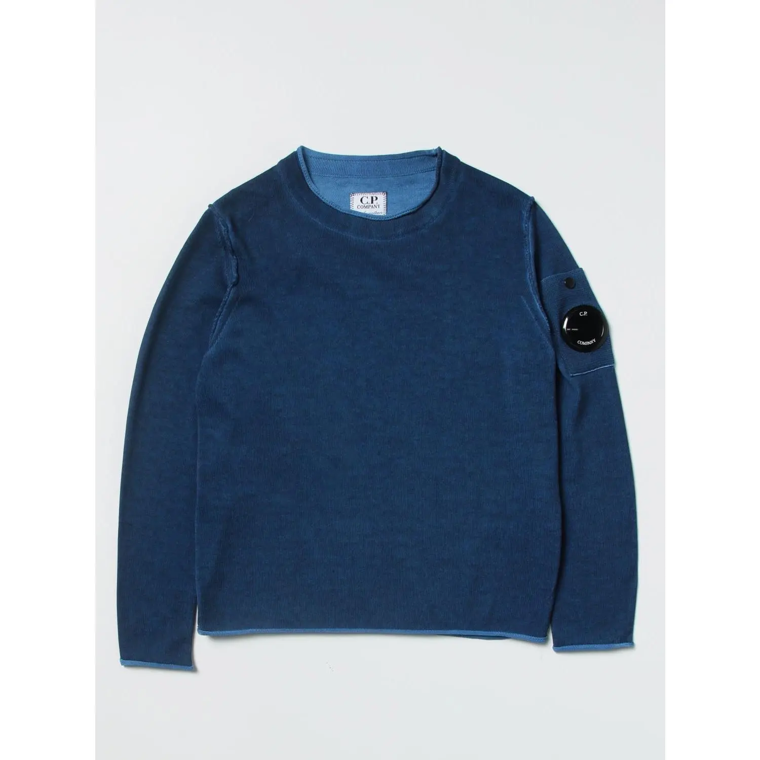 Cp Company Junior Cotton Crepe Lens Sweatshirt in Blue Quartz