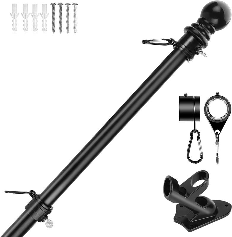 GoDyna 6FT Flagpole Kit with Bracket Wall Mounted Stainless Steel Flagpole Professional Metal Flag Pole for House Garden Yard Residential and Commercial Use 0