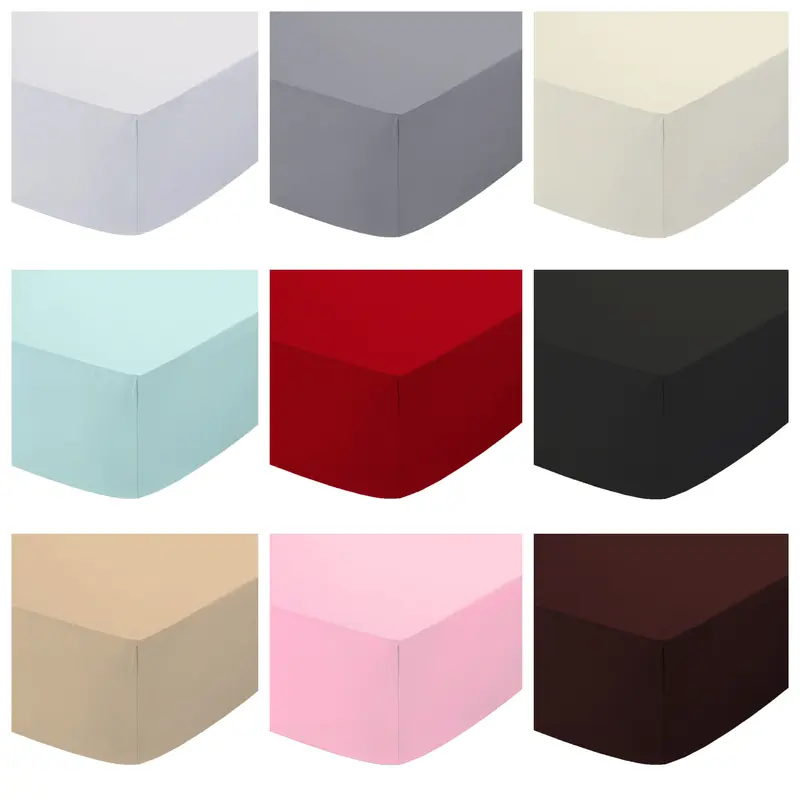 MMOMENTUM 100% Poly Cotton Bed Sheets Deep Full Fitted Sheet Single Double King Size 1